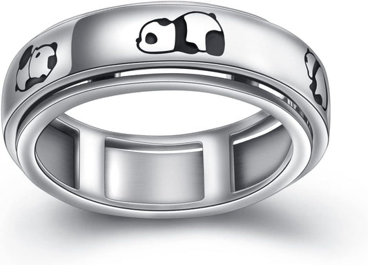 Spinner Rings for Anxiety,S925 Sterling Silver Fidget Anxiety Worry Relieving Boredom ADHD Autism Band Rings for Teen Girls