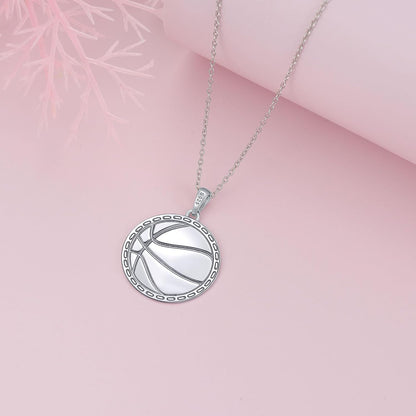925 Sterling Silver Inspirational Cross Basketball Pendant Necklace