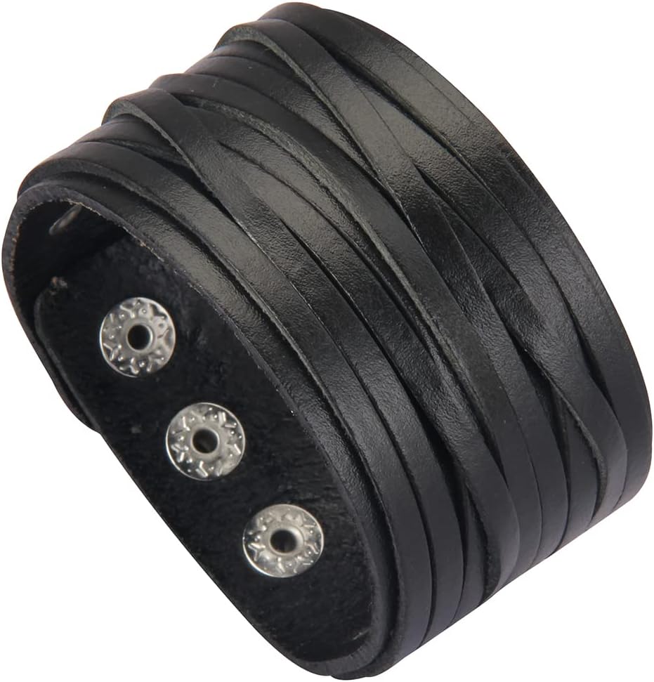 Leather Cuff Bracelet Punk Braided Bracelets Rock Leather Wristbands Faux Mens Leather Bracelet Gothic Viking Bangle Adjustable Wrap Bracelet for Women,Men