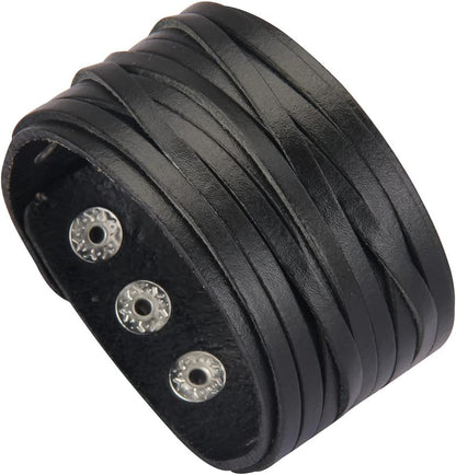 Leather Cuff Bracelet Punk Braided Bracelets Rock Leather Wristbands Faux Mens Leather Bracelet Gothic Viking Bangle Adjustable Wrap Bracelet for Women,Men