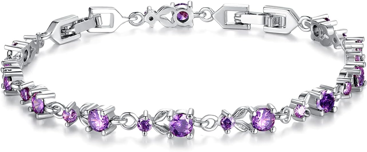 White Gold Plated 3Mm CZ Classic Tennis Wedding Bracelets for Brides Cubic Zirconia| White Gold Bracelets for Women | Size 6.5-8 Inch