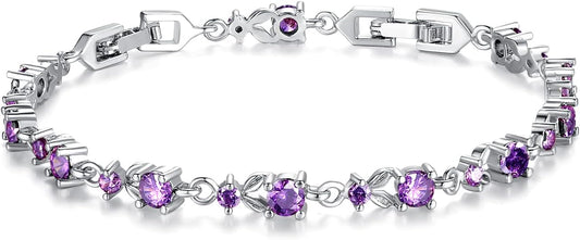 White Gold Plated 3Mm CZ Classic Tennis Wedding Bracelets for Brides Cubic Zirconia| White Gold Bracelets for Women | Size 6.5-8 Inch