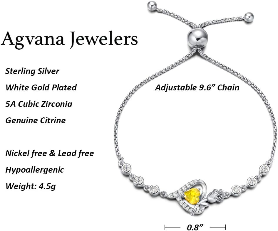 Rosy Reverie Birthstone Bracelet for Women Sterling Silver Genuine or Created Gemstone Tennis Bracelet Rose Heart Jewelry Anniversary Birthday Gifts for Women Mom Wife Her