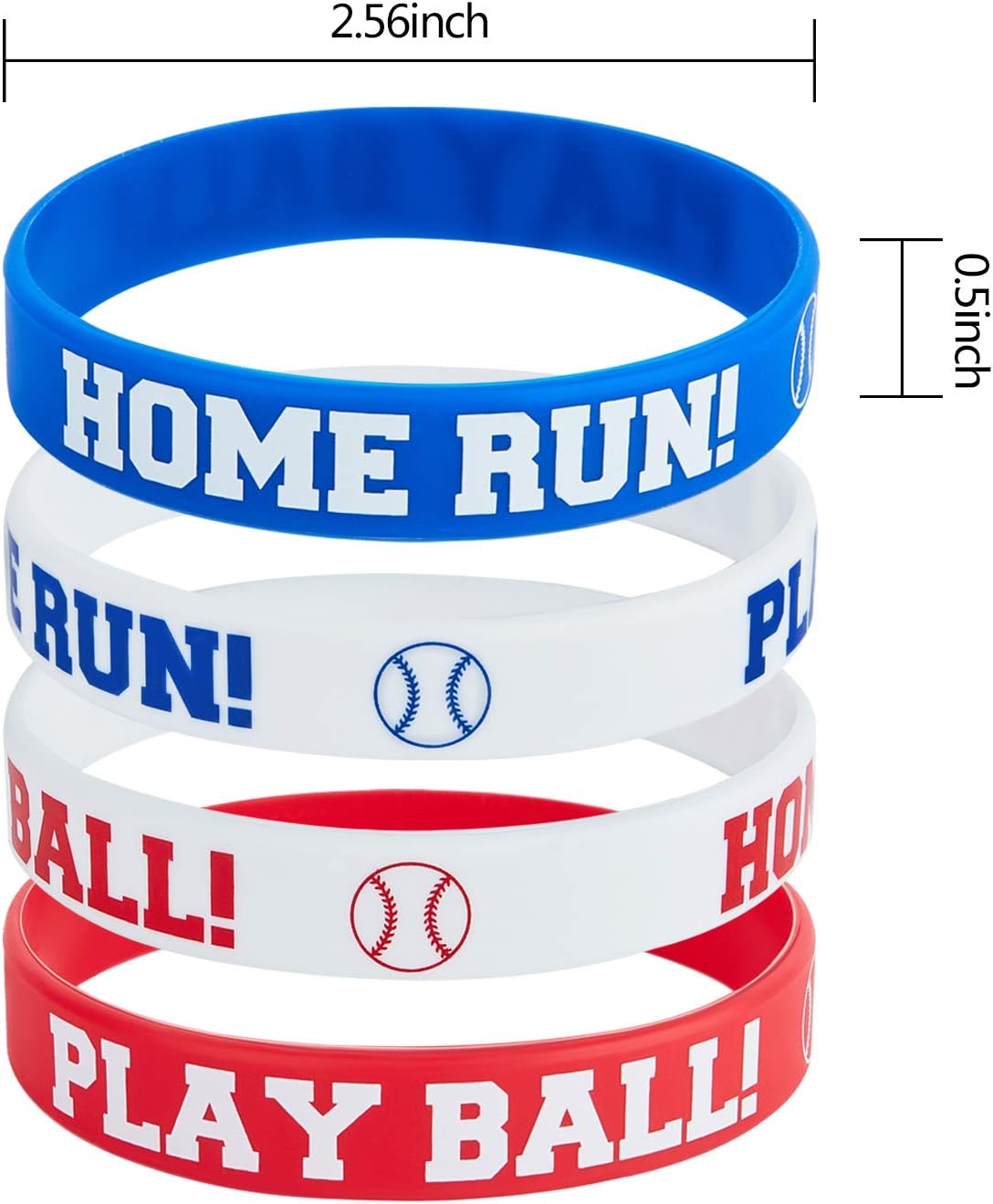 Baseball Silicone Rubber Bracelets Baseball Wristbands for Gifts Party Favors (24 Pieces)