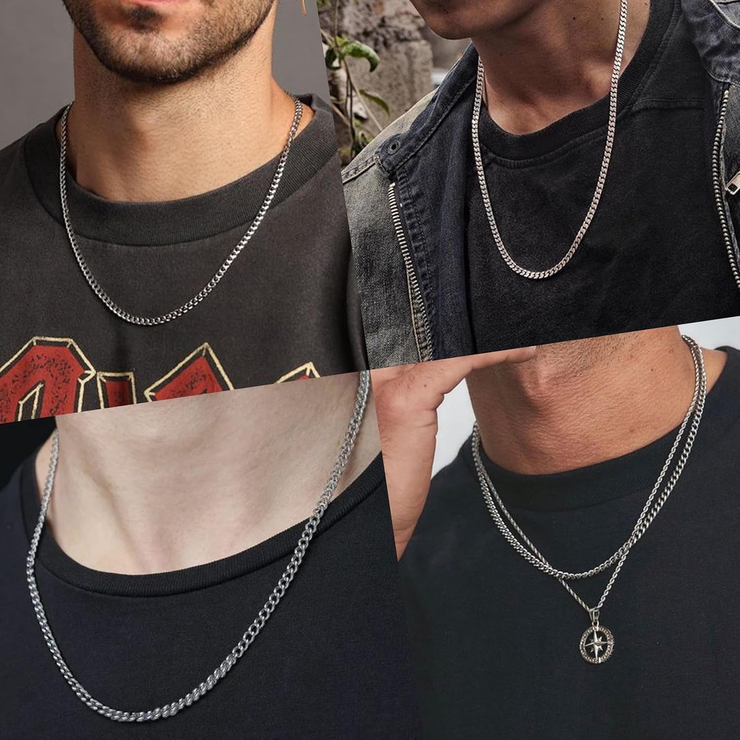 Mnes Gifts Cuban Link Chain for Men Stainless Steel Mens Necklaces 5Mm Neck Chains Accessories Jewelry for Men 18/20/22/24/30 Inch