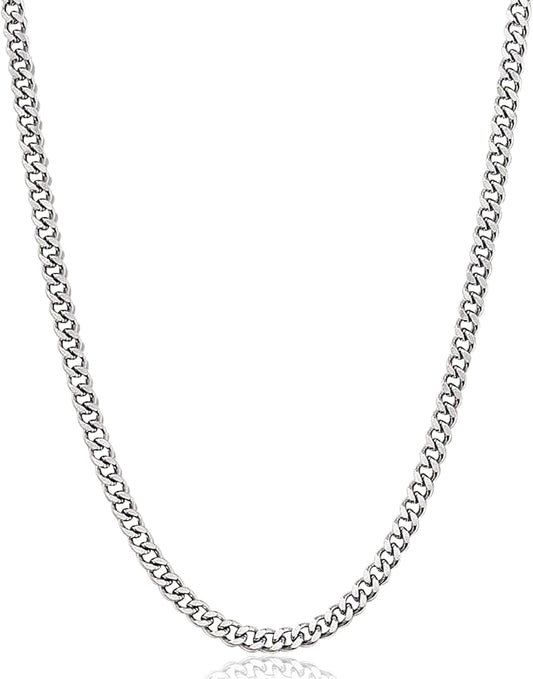 5Mm Silver Tone/Gold Cuban Link Chain for Men, Mens Chain Necklaces, Stainless Steel Chain Necklaces for Men Women, 3.5/4/5Mm