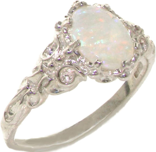 925 Sterling Silver Real Genuine Opal Womens Band Ring