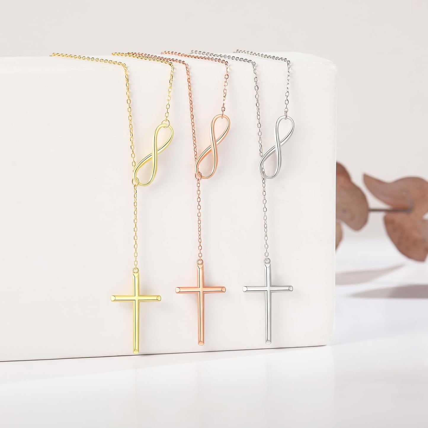925 Sterling Silver Infinitysilver Cross Necklaces for Women - Cross Pendants 3 Color Styles Religious Jewelry with Adjustable Chain - Top Gifting Idea