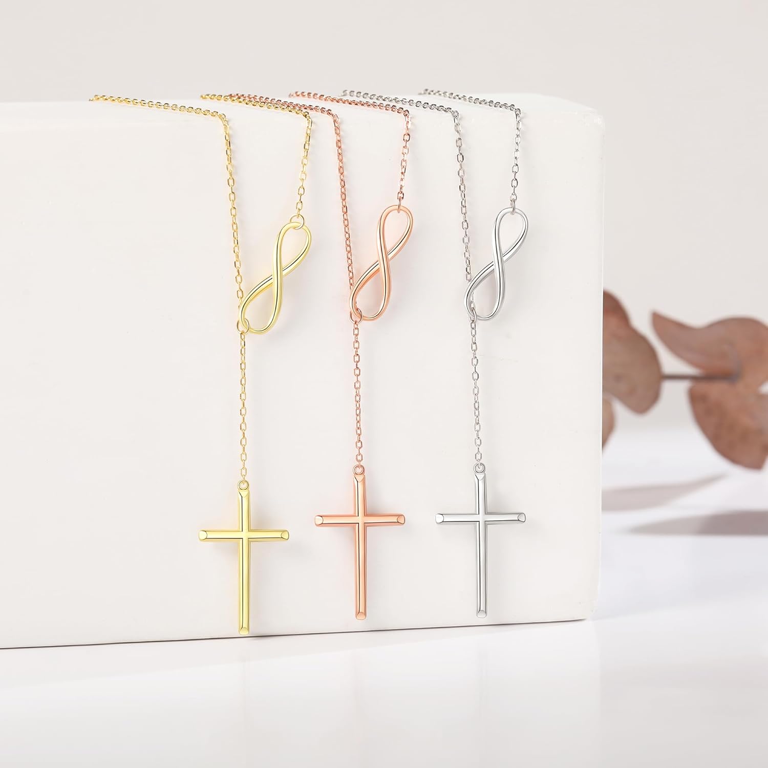 925 Sterling Silver Infinitysilver Cross Necklaces for Women - Cross Pendants 3 Color Styles Religious Jewelry with Adjustable Chain - Top Gifting Idea