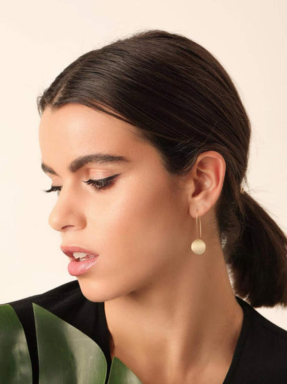 Statement Long Gold Circle Semicircle Ball Dangling Earrings for Women 18K Gold Plated Drop Earrings