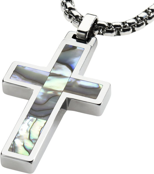 Unique GESTALT® Tungsten Cross Pendant with 4Mm Surgical Stainless Steel Box Chain.