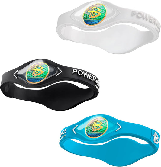 the Original Genuine Performance Wristband, Silicone Rubber Wristbands Bracelets Sports Bracelet Wristband for Men Women, Power 3 Pack Bangles, Safe Waterproof Lightweight Durable, Size of M+M+L（M 19.0CM/L 20.5CM)