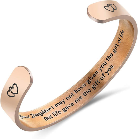 Daughter Mother Gift Bracelets Wide Cuff Bangle Inspirational Bracelets for Women Mom Personalized Message Engraved Cuff to My Daughter I Am so Proud of You