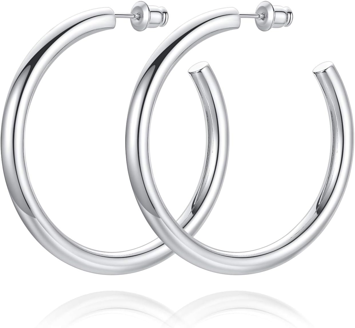 Gold Hoop Earrings for Women 14K Gold Plated Chunky Hoop Earrings for Women Thick Lightweight Earrings Jewelry Gifts