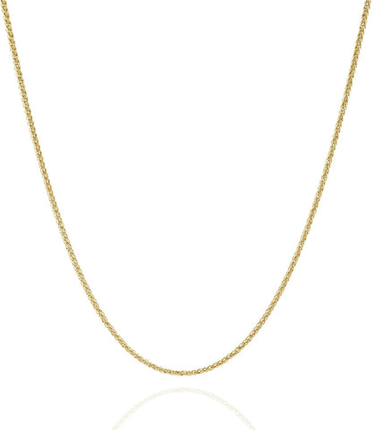 Gold Chain Necklace Collection - 14K Solid Yellow Gold Filled round Wheat/Palm Chain Necklaces for Women and Men with Different Sizes (2.5Mm, or 3.2Mm)