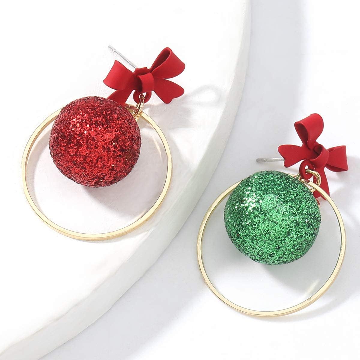 Christmas Earrings for Women - Christmas Ball, Christmas Tree, Green Leaf, Knit Earrings Holiday Jewelry