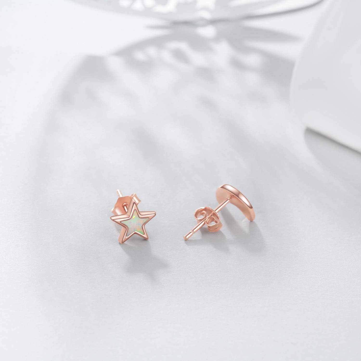 925 Sterling Silver Moon Star Sun Earrings, Opal Celestial Studs Earrings Delicate Moon Star Sun Earrings Jewelry Birthday Graduation Gift for Women
