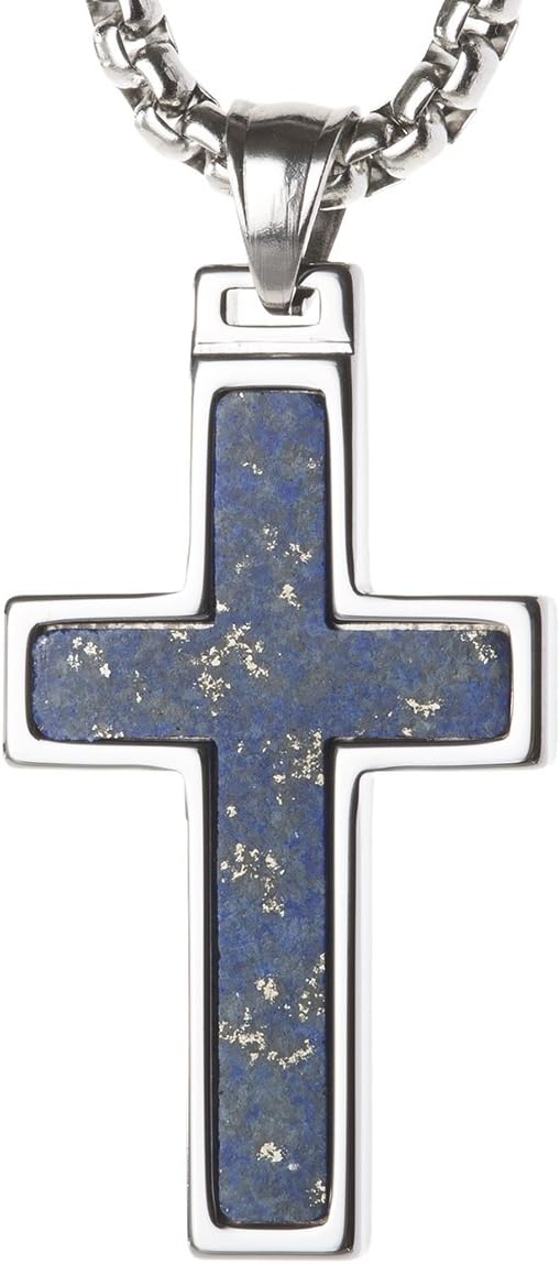 Unique GESTALT® Tungsten Cross Pendant with 4Mm Surgical Stainless Steel Box Chain.