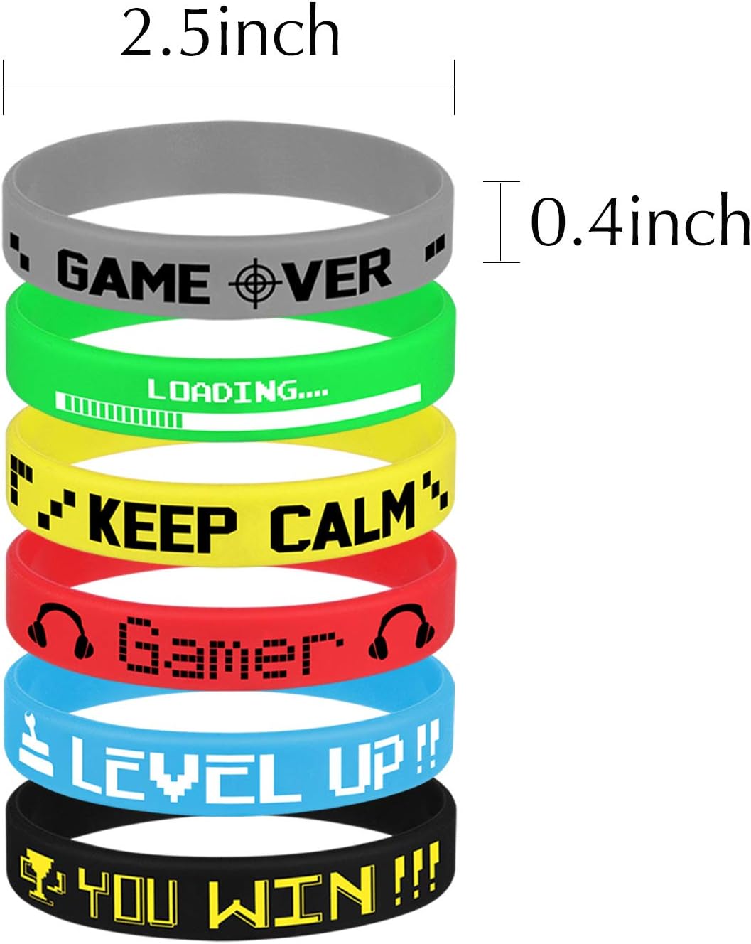 36 Pcs Video Game Silicone Wristbands Game Party Supplies for Birthday Party Baby Shower Party Favors, 6 Styles