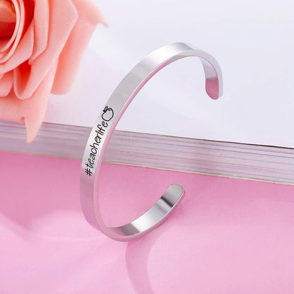 Teacher Thank You Gifts for Women - Bracelet Cuff Bangle for Christmas, Graduation, Appreciation, Back to School, End of Year, Retirement - from Students
