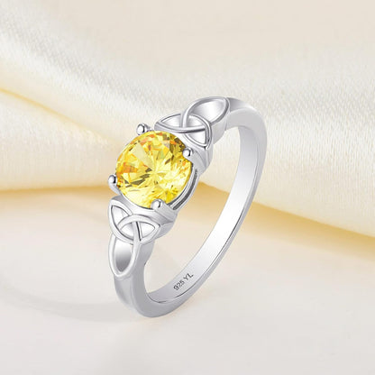 Celtic Knot Rings for Women 925 Sterling Silver round Cut Birthstone Statement Ring
