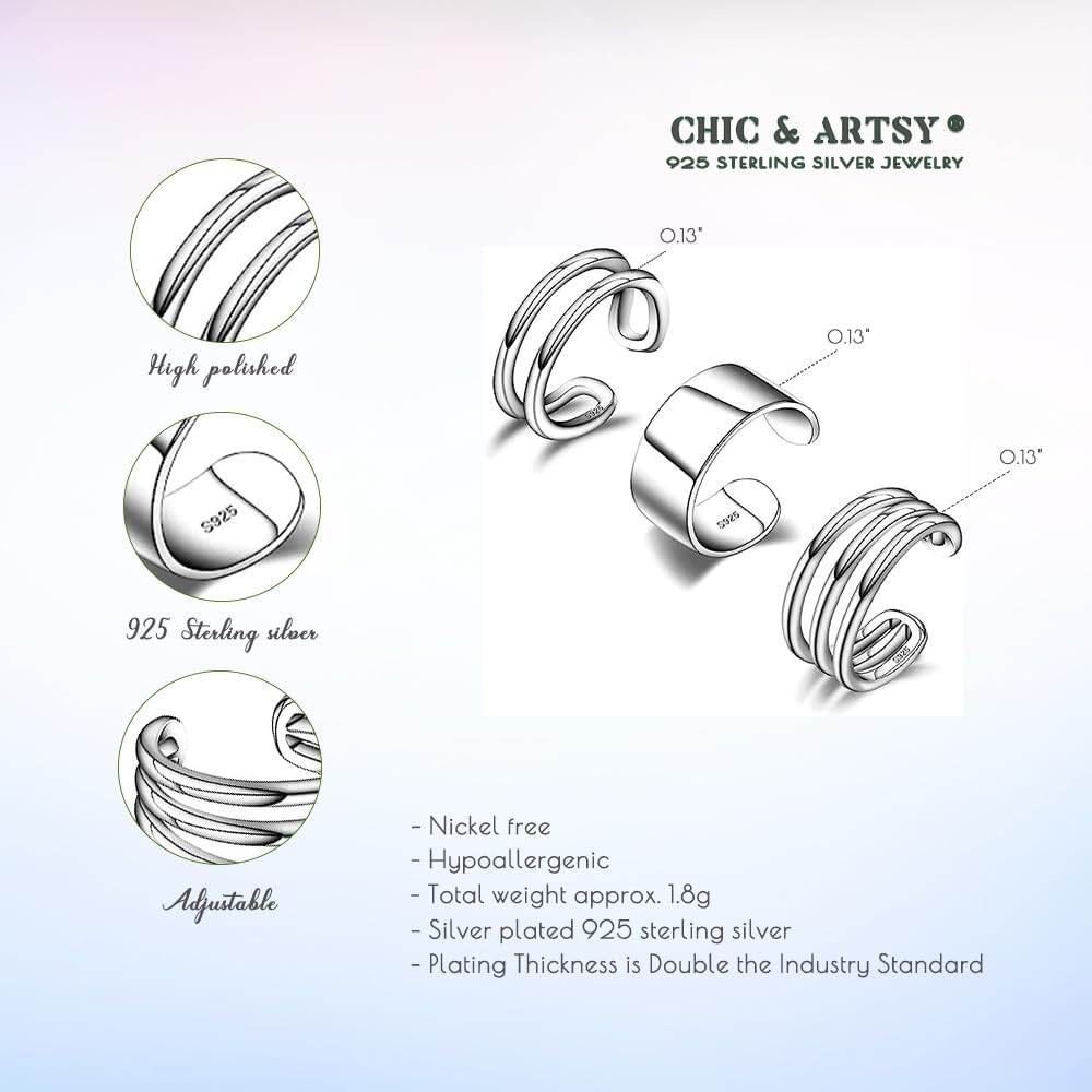Cuff Earrings 925 Sterling Silver Ear Cuff Earrings Non-Piercing Fake Helix Cartilage Cuff Earrings Various Styles Conch Ear Cuffs Fine Jewelry for Women Man