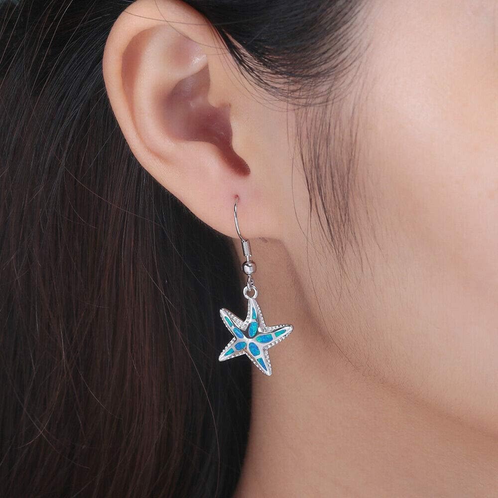 Dangle Drop Earrings for Women Girls 18K Gold Plated Opal Earrings Sea Jewelry Ocean Earrings