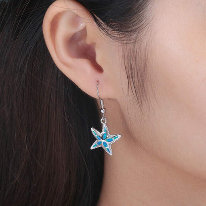 Dangle Drop Earrings for Women Girls 18K Gold Plated Opal Earrings Sea Jewelry Ocean Earrings