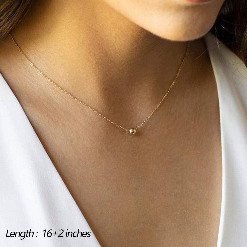 Dainty Layered Choker Necklace, Handmade 14K Gold Plated Y Pendant Necklace Multilayer Bar Disc Necklace Adjustable Layering Choker Necklaces for Women
