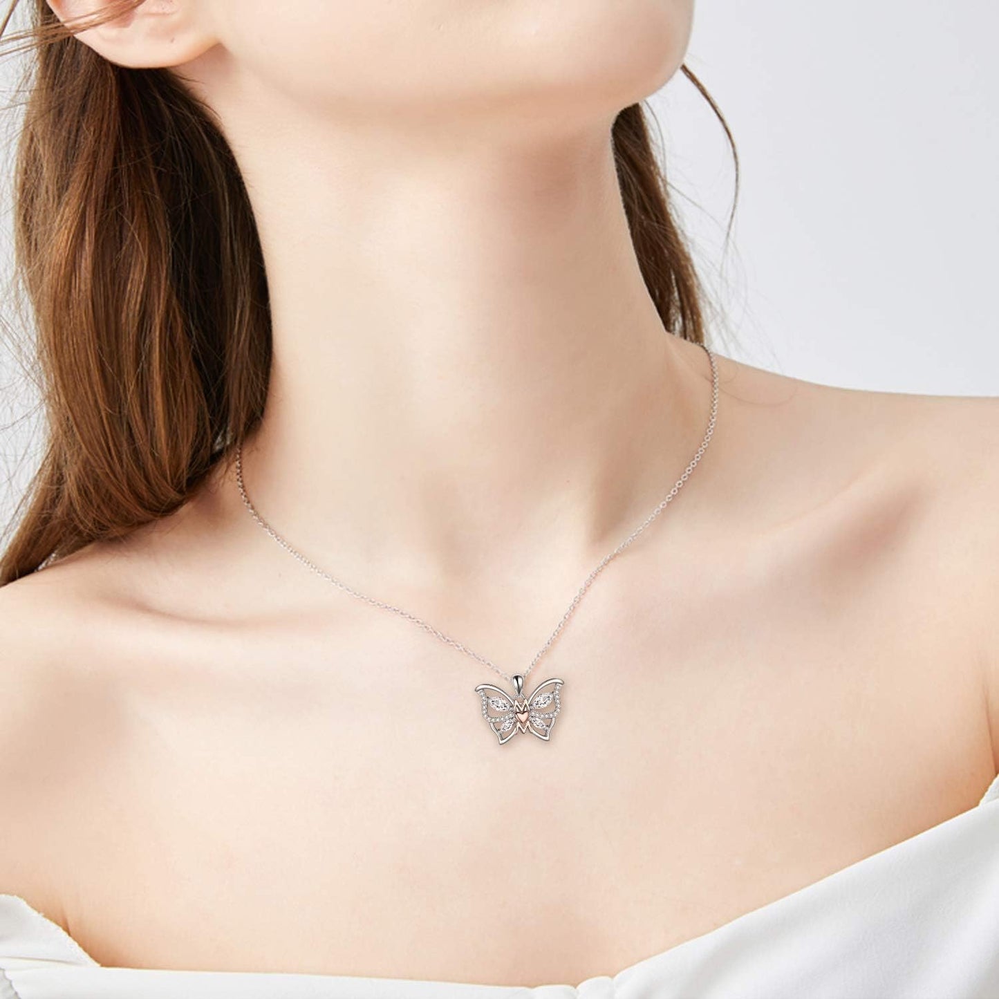 Gifts for Mom Sterling Silver Mom Necklaces Heart Butterfly Pendant Mother Gifts from Daughter Son Birthday for Mom Women