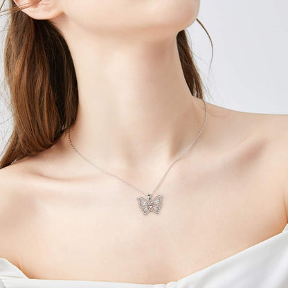 Gifts for Mom Sterling Silver Mom Necklaces Heart Butterfly Pendant Mother Gifts from Daughter Son Birthday for Mom Women
