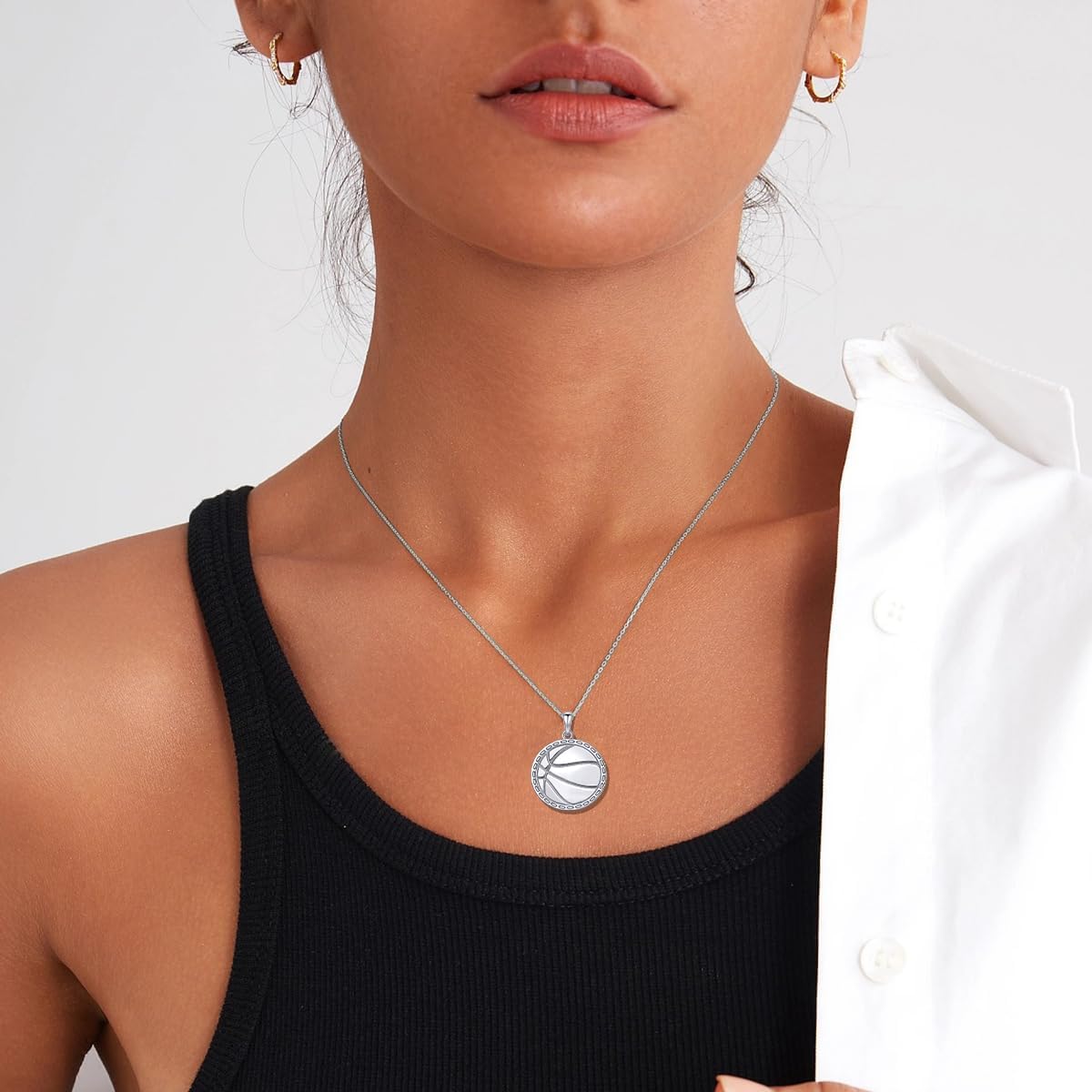 925 Sterling Silver Inspirational Cross Basketball Pendant Necklace