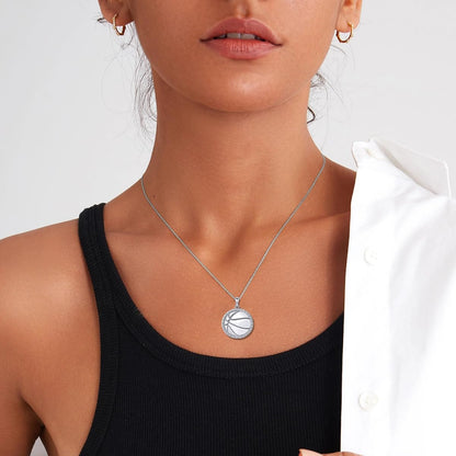 925 Sterling Silver Inspirational Cross Basketball Pendant Necklace