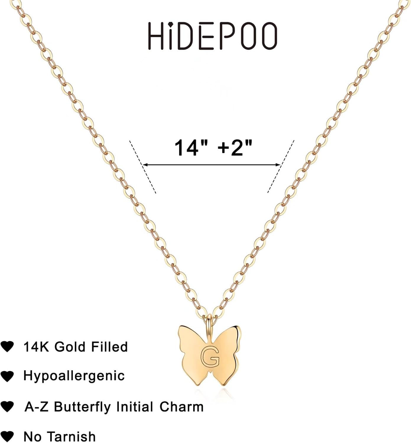 Initial Butterfly Necklace for Girls Gifts, 14K Gold/Silver/Rose Gold Filled Dainty Butterfly Pendant Choker Necklace Initial Butterfly Necklace Birthday Gifts for Girls