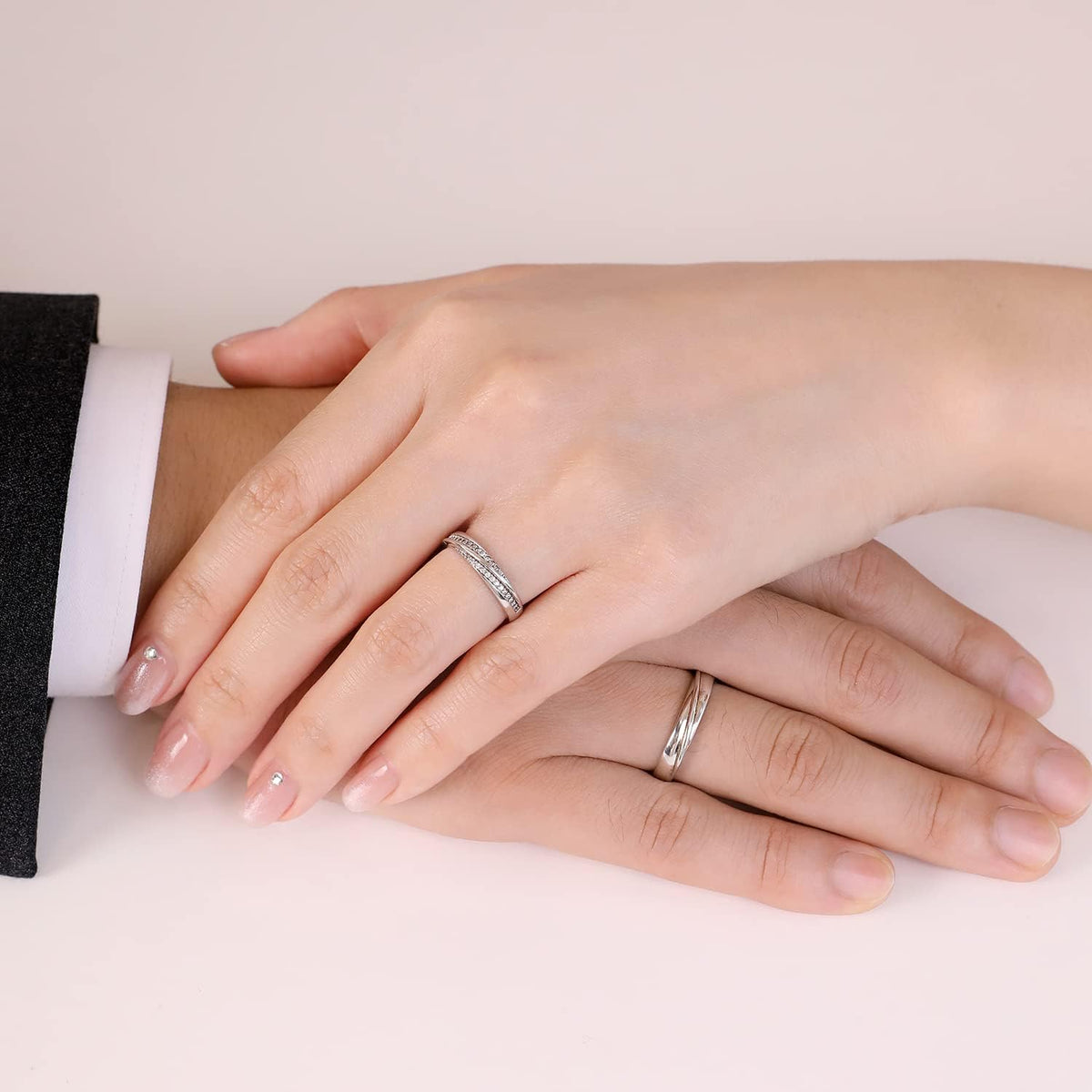 925 Sterling Silver Adjustable Matching Couple Rings– Set of 2