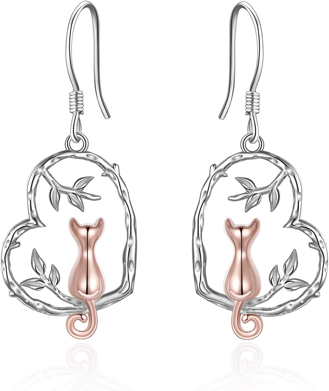 Animal Earrings for Women Sterling Silver Heart Cat/Owl/Sloth/Panda/Frog Dangle Drop Gfits Jewelry for Women