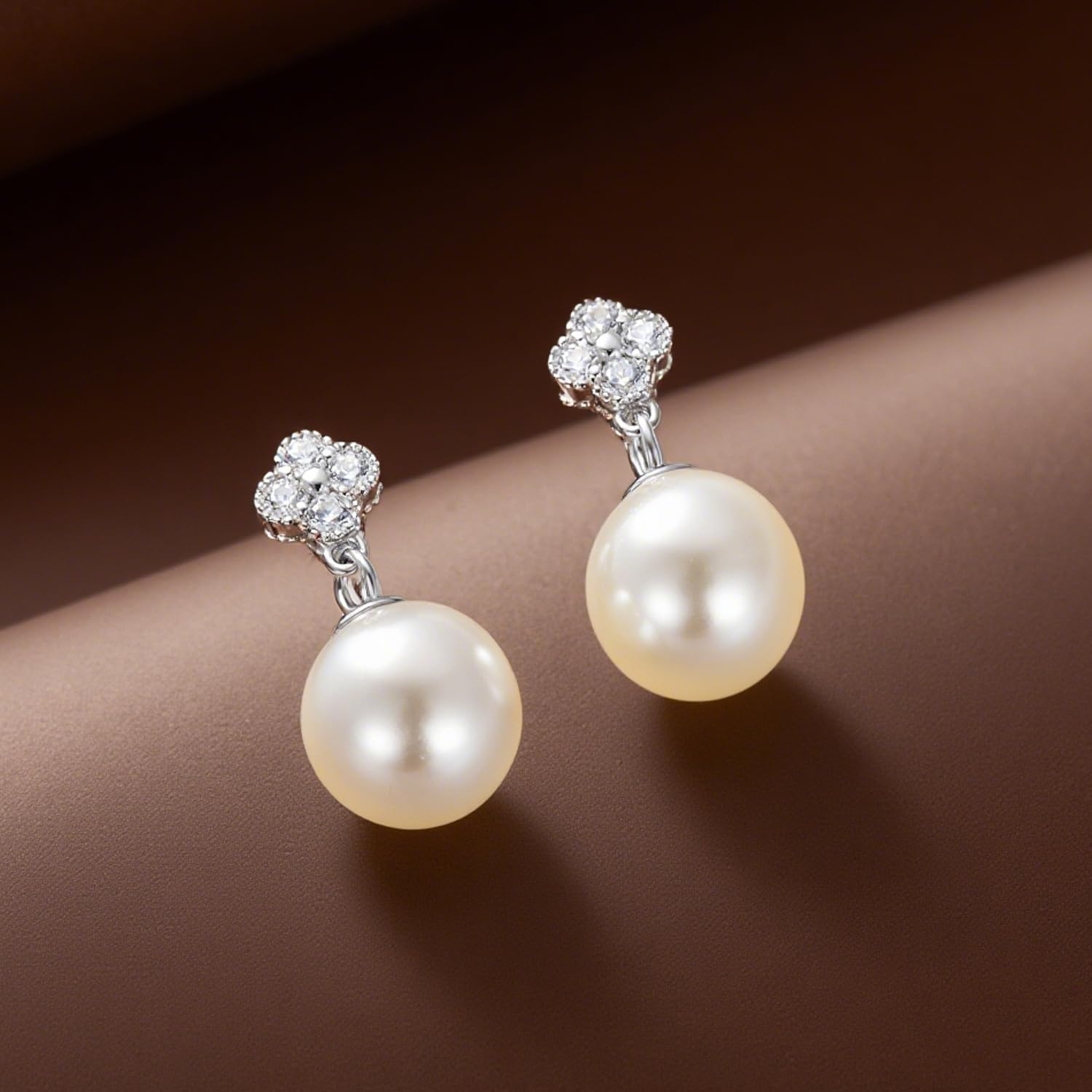 Pearl Drop Earrings for Women 925 Sterling Silver Dangling Earring Small and Elegant Dangly Lightweight Jewelry