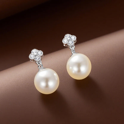 Pearl Drop Earrings for Women 925 Sterling Silver Dangling Earring Small and Elegant Dangly Lightweight Jewelry