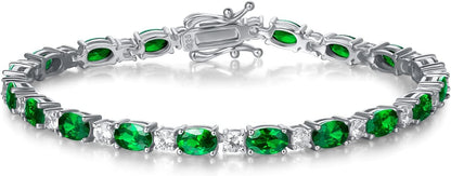 Birthstone Bracelets Sterling Silver Tennis Bracelets Charm Fine Jewelry Birthday Gifts for Women 7"