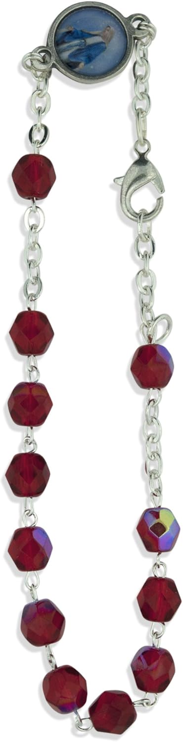 Crystal One Decade Rosary Bracelet (Ruby)