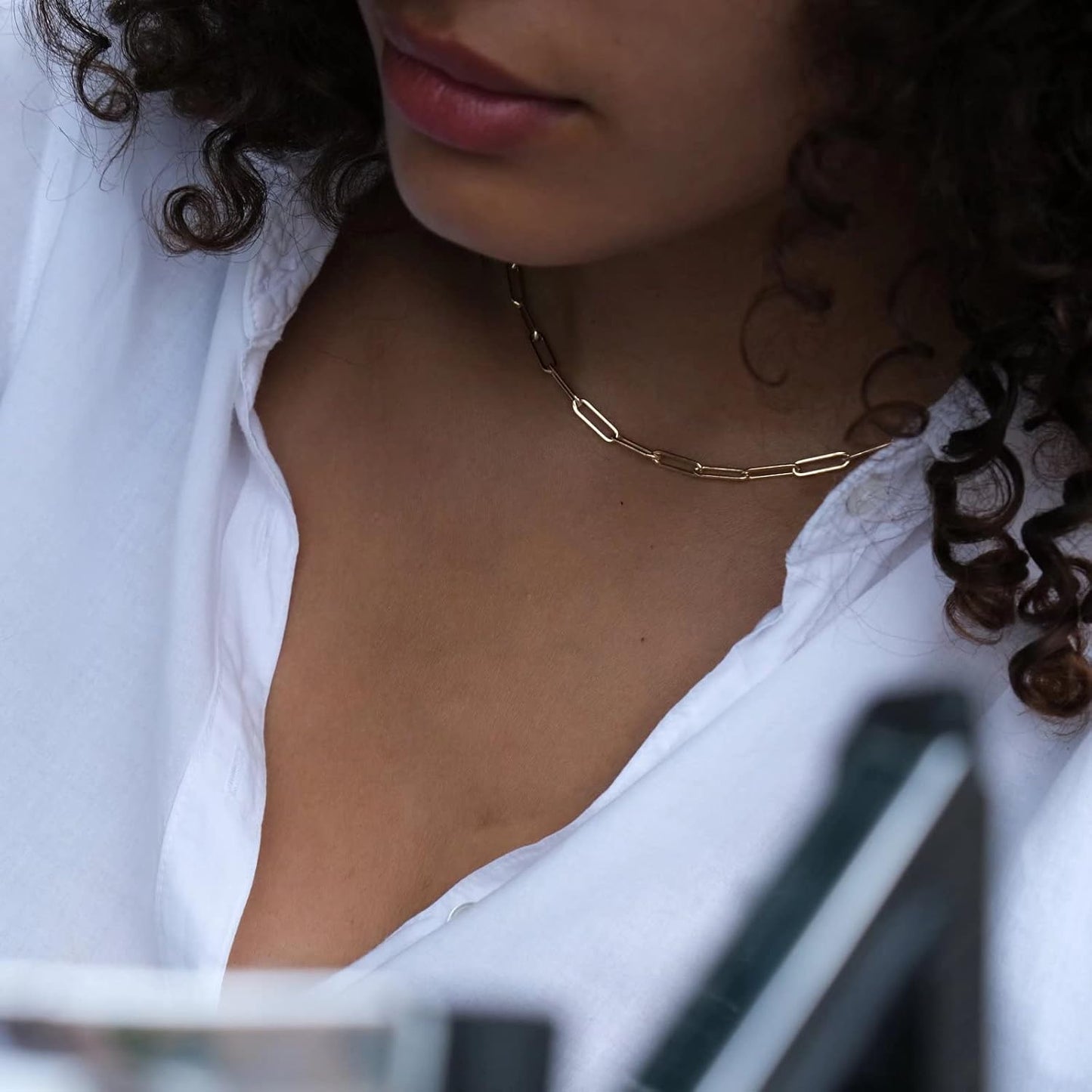 Gold Initial Necklaces for Women, 14K Gold Plated Dainty Layering Paperclip Link Chain Necklace Coin Initial Layered Necklaces for Women Personalized Birthday Gifts