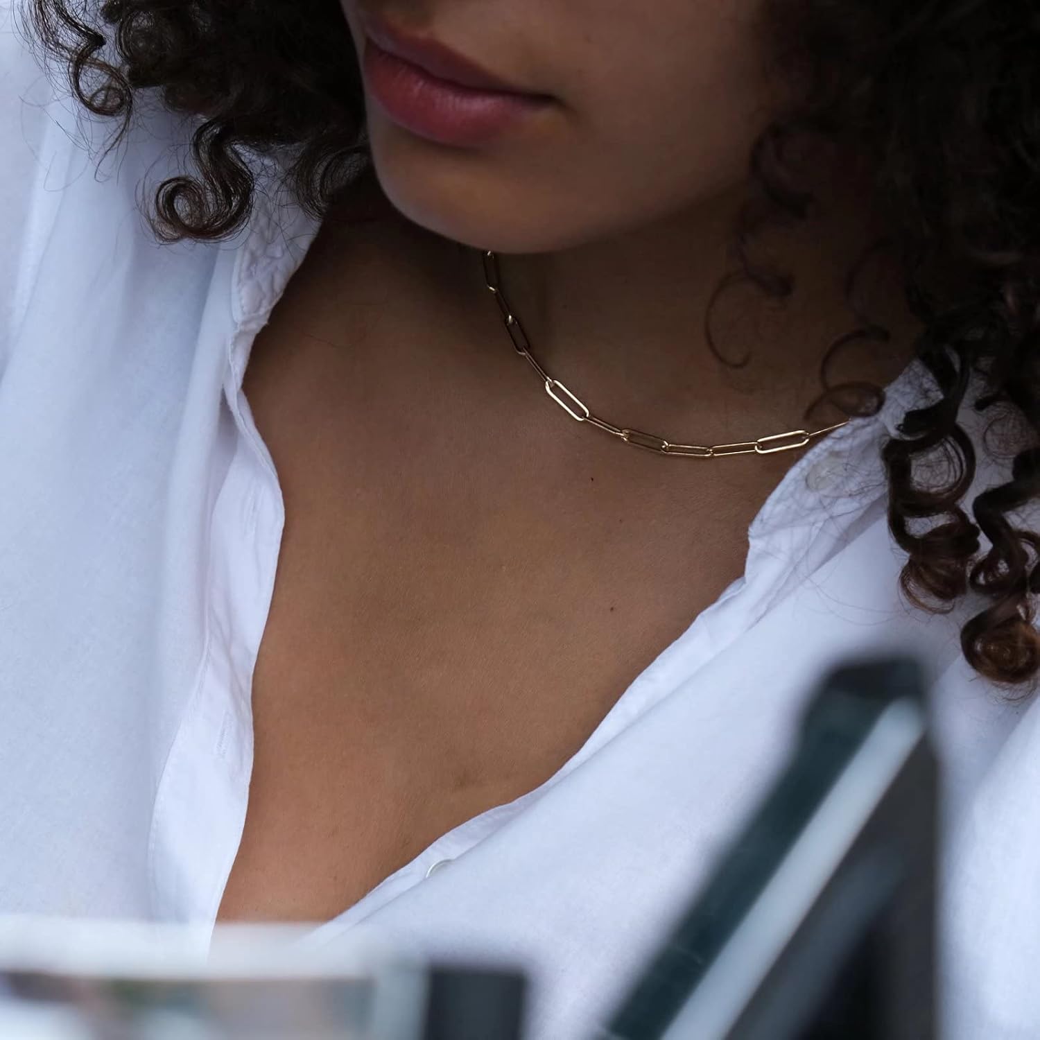 Gold Initial Necklaces for Women, 14K Gold Plated Dainty Layering Paperclip Link Chain Necklace Coin Initial Layered Necklaces for Women Personalized Birthday Gifts
