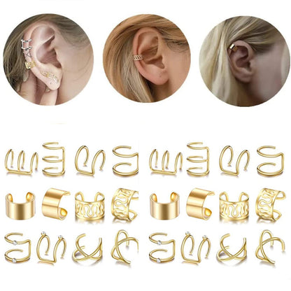 24 Pcs Gold Hair Braids Dreadlock, Non-Piercing Ear Clip Beard Beads Cuffs Clip Hair for Women Men Hair Accessories Styling Jewelry Tools