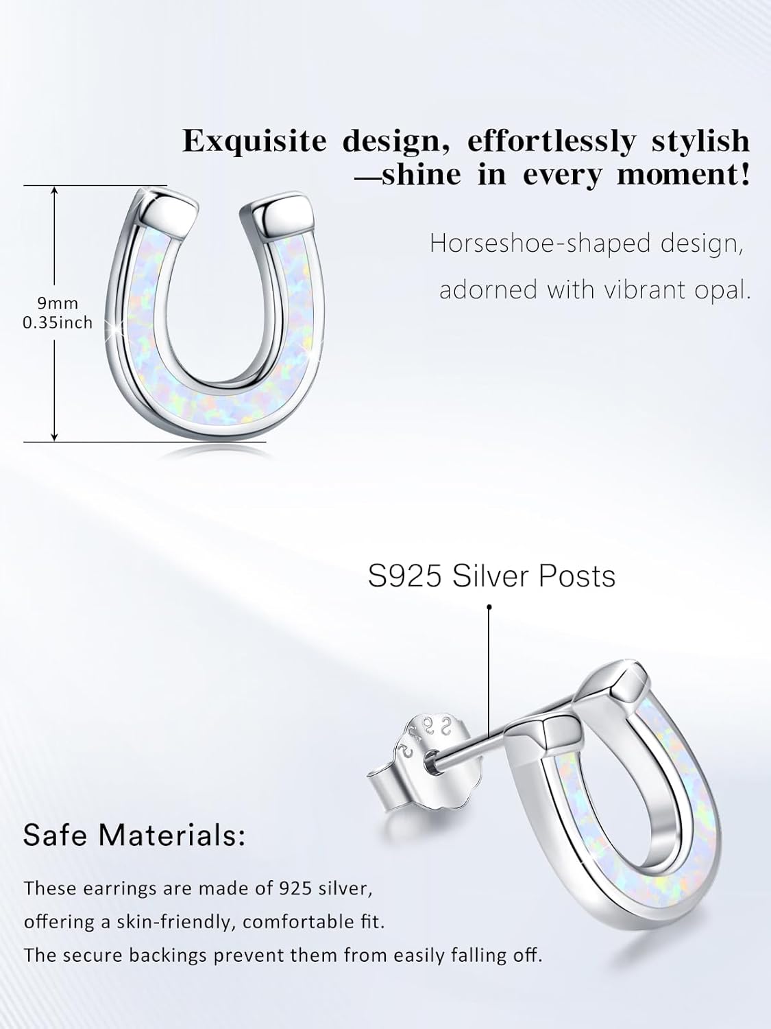 925 Sterling Silver Cute Animal Earrings Synthetic Opal Earrings Hypoallergenic Earrings Dainty Stud Birthday Gift for Her