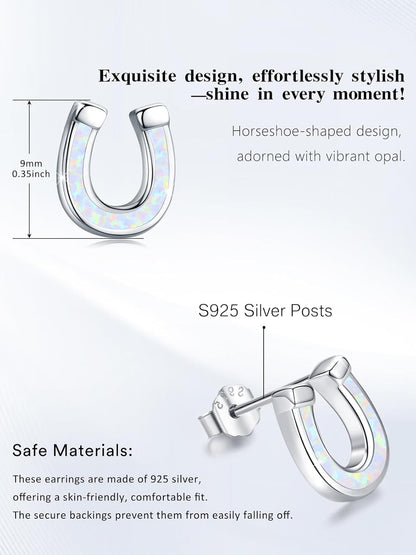 925 Sterling Silver Cute Animal Earrings Synthetic Opal Earrings Hypoallergenic Earrings Dainty Stud Birthday Gift for Her