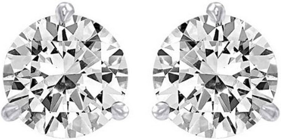 1.5 Carat Solitaire Diamond Stud Earrings round Brilliant Shape 3 Prong Screw Back (I-J Color, VS1-VS2 Clarity)