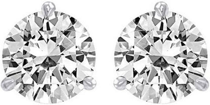 1.5 Carat Solitaire Diamond Stud Earrings round Brilliant Shape 3 Prong Screw Back (I-J Color, VS1-VS2 Clarity)