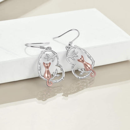 Animal Earrings for Women Sterling Silver Heart Cat/Owl/Sloth/Panda/Frog Dangle Drop Gfits Jewelry for Women