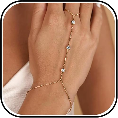 Hand Chain Bracelet Gold Bracelets for Women Link Chain Bracelets Trendy Finger Ring Slave Bracelet Jewelry Gifts