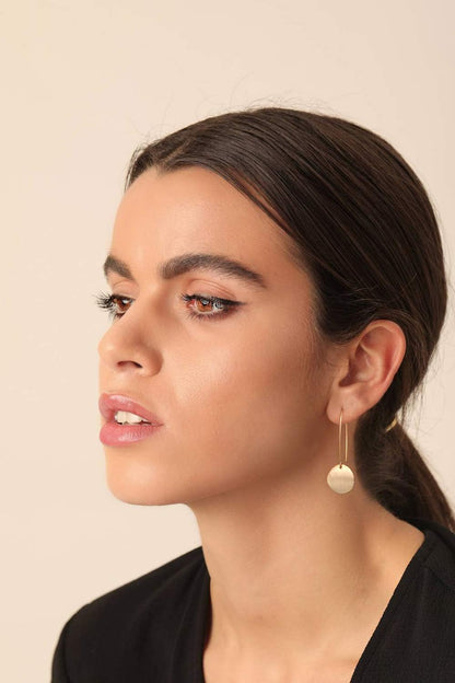 Statement Long Gold Circle Semicircle Ball Dangling Earrings for Women 18K Gold Plated Drop Earrings